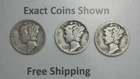 1936-P-D-S Winged Liberty Mercury Silver dime mint year set 3 coins Free Ship