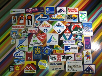 vtg 1970s 1980s Ski Skiing sticker - France Alpes 7 Laux Tignes Orres Savoie +