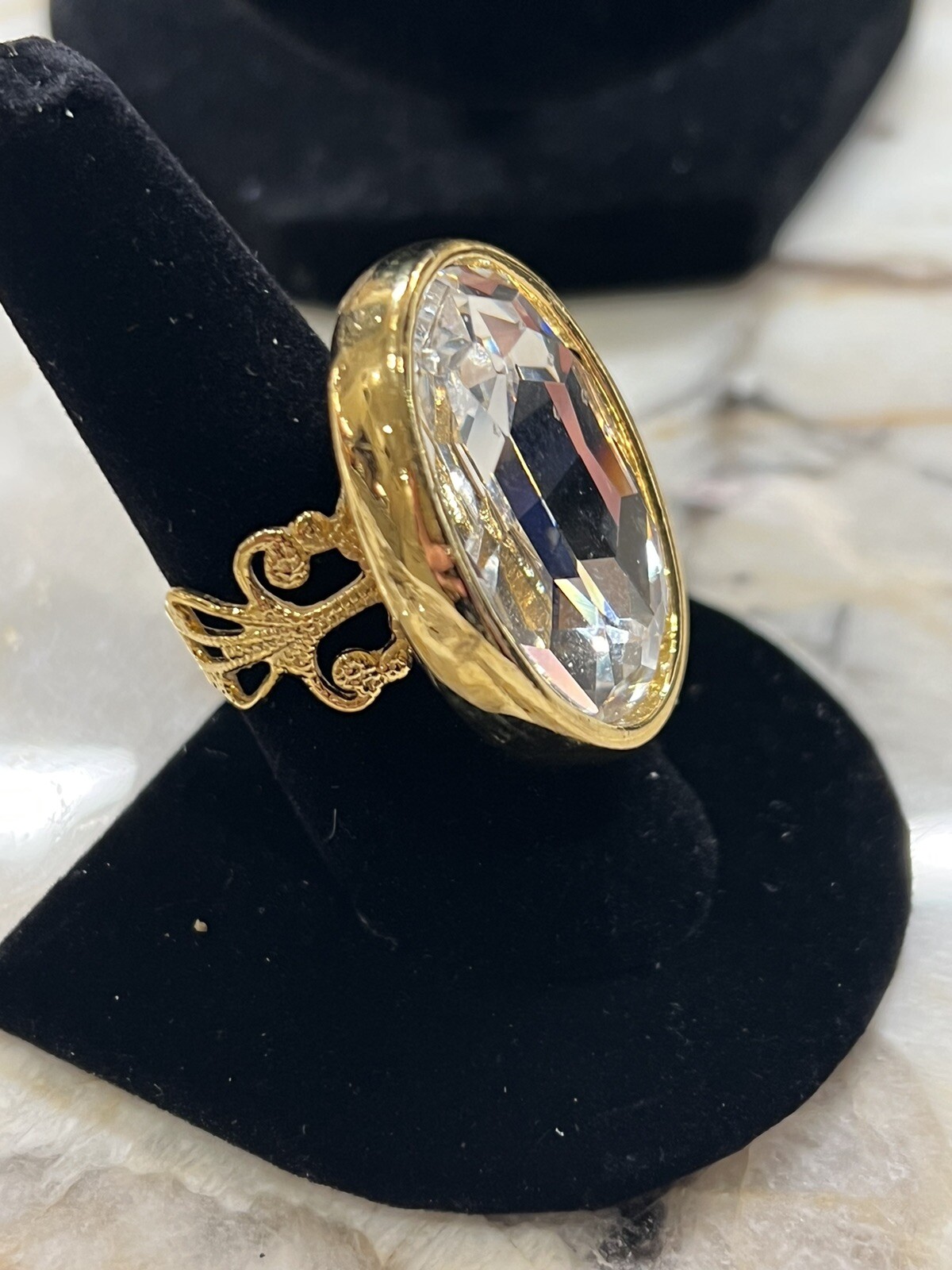 Adjustable Gold & Clear Ring - image 2