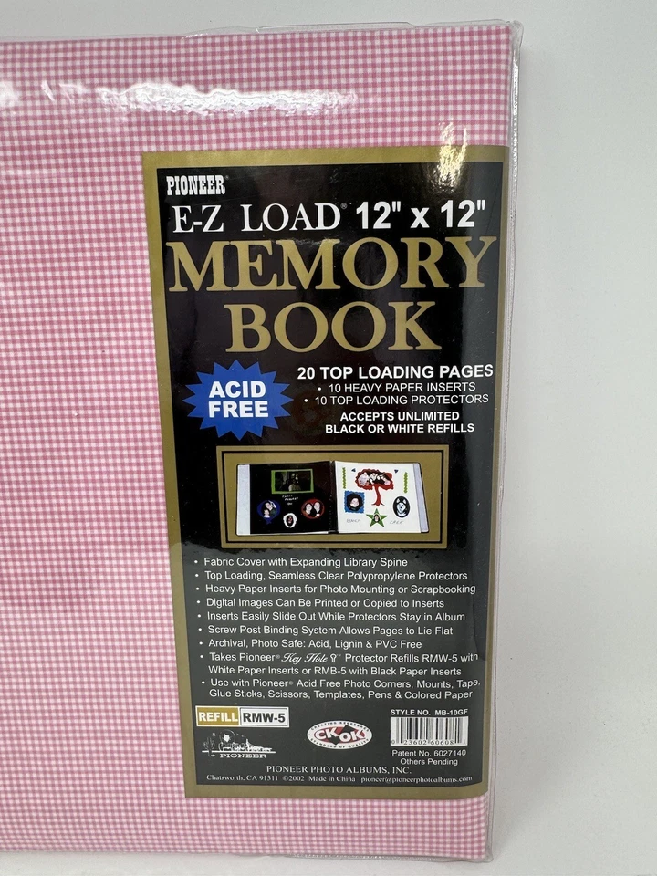 NEW Pioneer EZ Load 12x12 Memory Book Photo Album Pink Plaid Top Loading Pages - Image 3 of 4