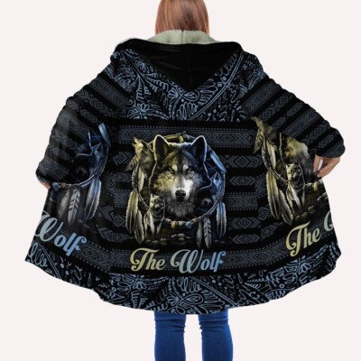 Dreamcatcher Wofl Native American Hooded Cloak Coat