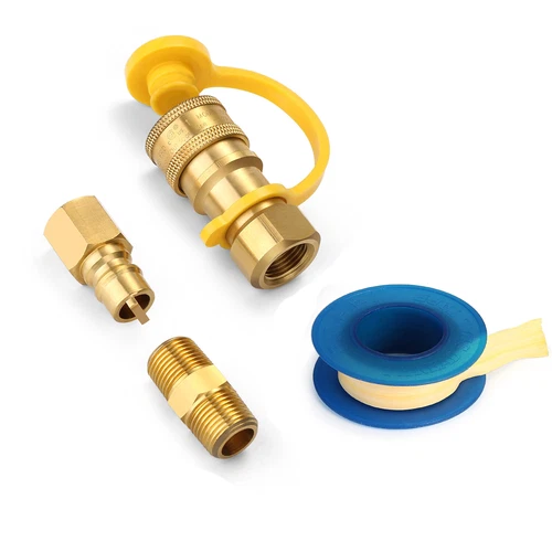 3/8 Inch Propane Hose Natural Gas LP Quick Connect Disconnect Fittings Kit BBQ - Picture 1 of 8