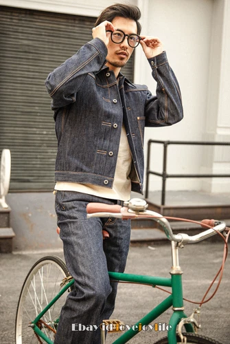 Giacca denim rosso Tornado TYPE1 uomo 14 oz jeans cowboy cappotto moto outwear caldo - Foto 24 di 31