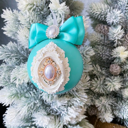 Turqoise Christmas Ornaments Set Angel Decor Shabby Chic Christmas decoration - Picture 4 of 8