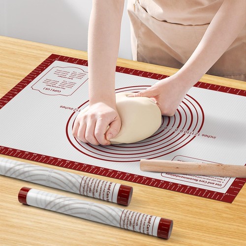 Silicone Baking Mat, Non Stick Pastry Mat Sheet for Dough 26*16inch, Red