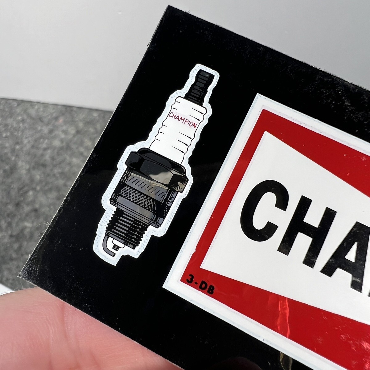 CHAMPION Spark Plugs Original VTG 1970's Racing Decal Chrome