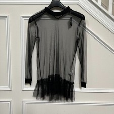 Forever 21 Black Sheer Mesh Peplum Frill Ruffle Layering Goth Punk Sz S Dress
