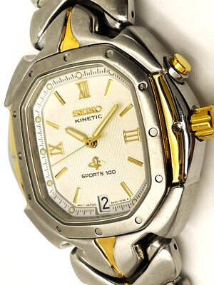さど　イエローカモ２個 SEIKO MEN'S 5M42-0C99 NOT-WORKING KINETIC 100M ANALOG WATCH