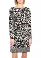 NEW MICHAEL KORS ANIMAL PRINT BLACK BEIGE SHIFT DRESS SIZE XL $98