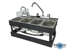 Portable Sink Mobile Concession, 4 Compartment sink, Table Top Sink 