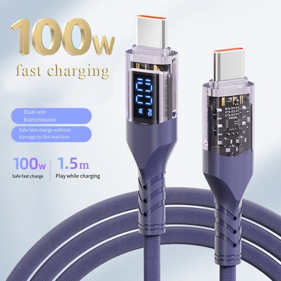 USB C to USB C Cable 100W PD Fast Charging Cord Type-C Charger with LED Display