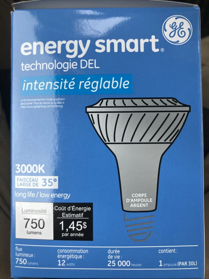Energy Smart 3000k 12 Watt 750 Lumens Par 30L GE Lamps  - Image 2 of 2