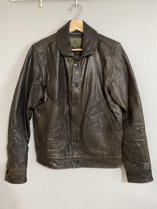 Nigel Cabourn US CLIP LEATHER JACKET Men Dark Brown Size 46 Used 