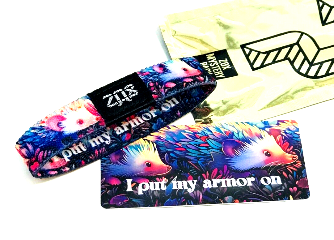 ZOX **I PUT MY ARMOR ON** Silver SINGLE Medium Mys NIP Band w/Card