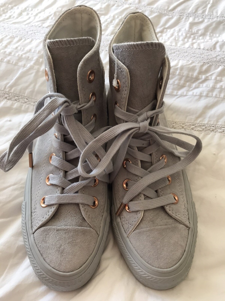 Converse Limited Edition BRAND NEW Grey Suede Rose gold high top