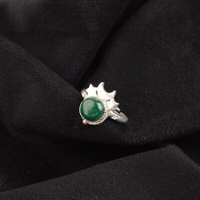 Natural Malachite Gemstone 925 Sterling Silver Jewelry Handmade Ring For Women