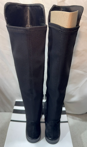 John Lewis Suede Boots Womens UK 5 / 38 Tilda 2 Black Riding Over The Knee Zip - Picture 9 of 22