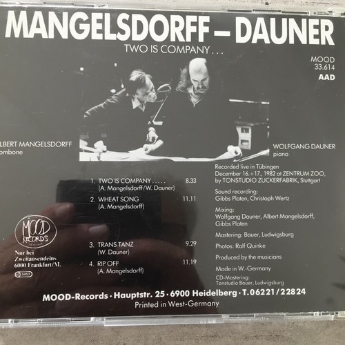 ALBERT MANGELSDORFF - WOLFGANG DAUNER: Two Is Company (CD Mood 33.614 / neu) - Bild 2 von 3