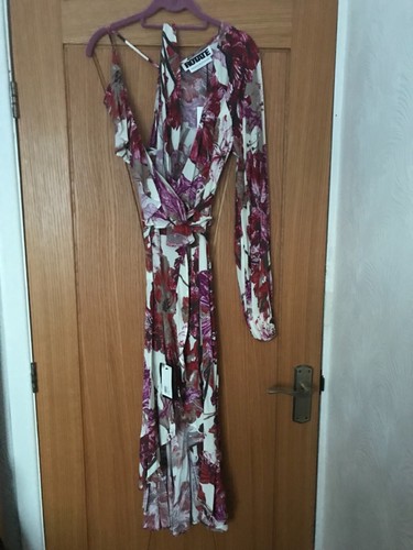 Rotate Birger Christensen asymmetrisch Blumenmuster Wickelkleid DK 36 (UK 10) - Bild 3 von 5