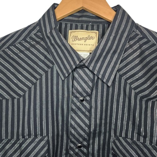 Wrangler Mens XXL Black & Grey Metallic Pearl Snap Western Cowboy Shirt - Picture 4 of 5