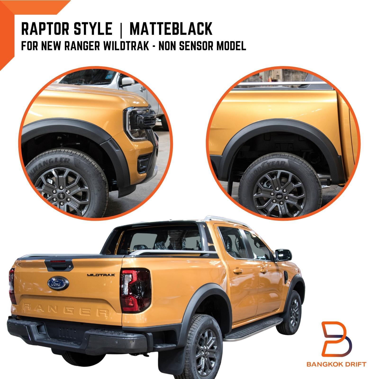 Raptor Style Matteblack Fender Flares FIT Ford Ranger 2022-23 Wildtrak No  Sensor