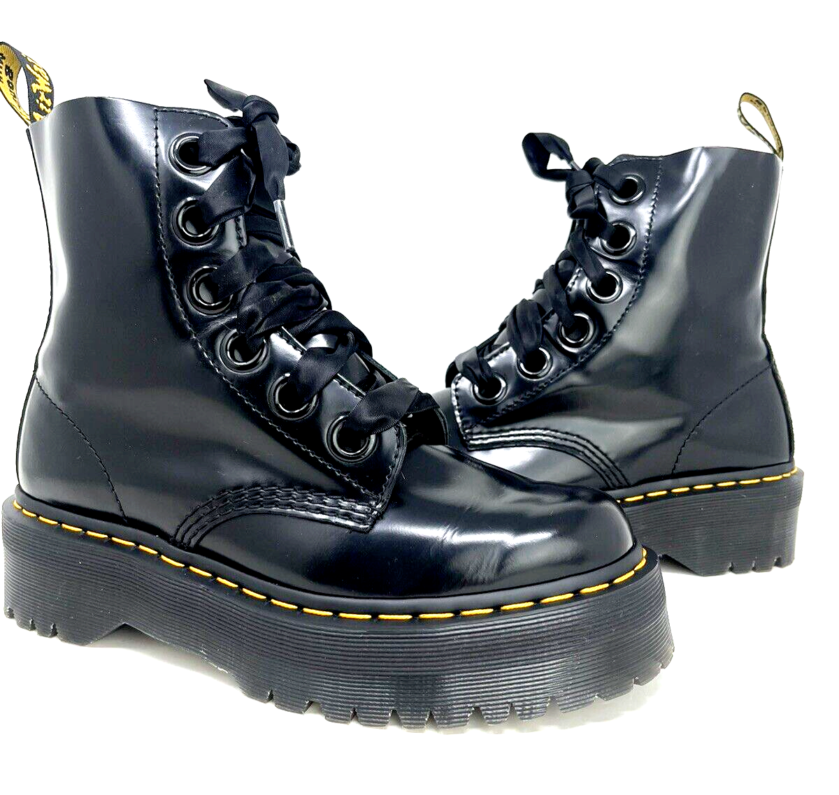 DR. MARTENS MOLLY PATENT LEATHER LOLITA LAMPER RIBBON LACE BOOT PLATFORM  WOMEN 9 | eBay