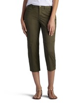 Lee Women's Relaxed Fit Brenna Knit Waist Capri Pant Moss Medium 16