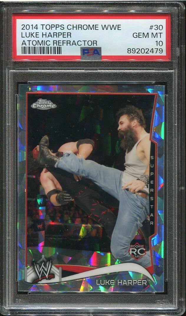 2014 Luke Harper Rookie Card PSA 10 Topps Chrome WWE Atomic Refractor #30 CK