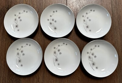 #ad Fruit Berry Bowl Creative Fine China 1014 Platinum Star Burst 5.5” Set 6 Vintage $25.00