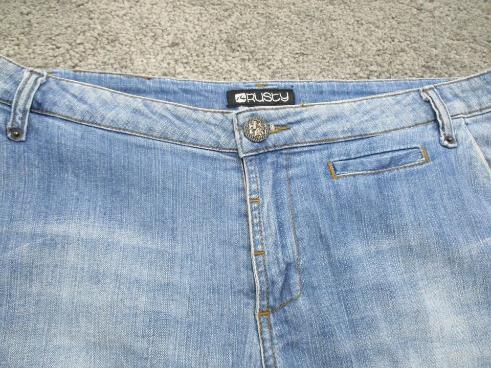 Pantalones Cortos Denim Rusty 12 L4 Cortados Bolsillos Deshilachados Cremallera Azul Elástico Foto 2 de 4