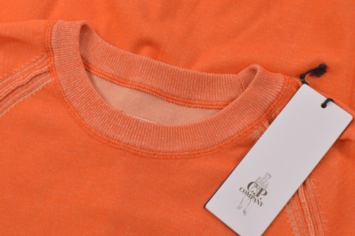 C.P. Company NWT Crew Neck Sweater Size 50 M In Solid Bright Orange Cotton Blend