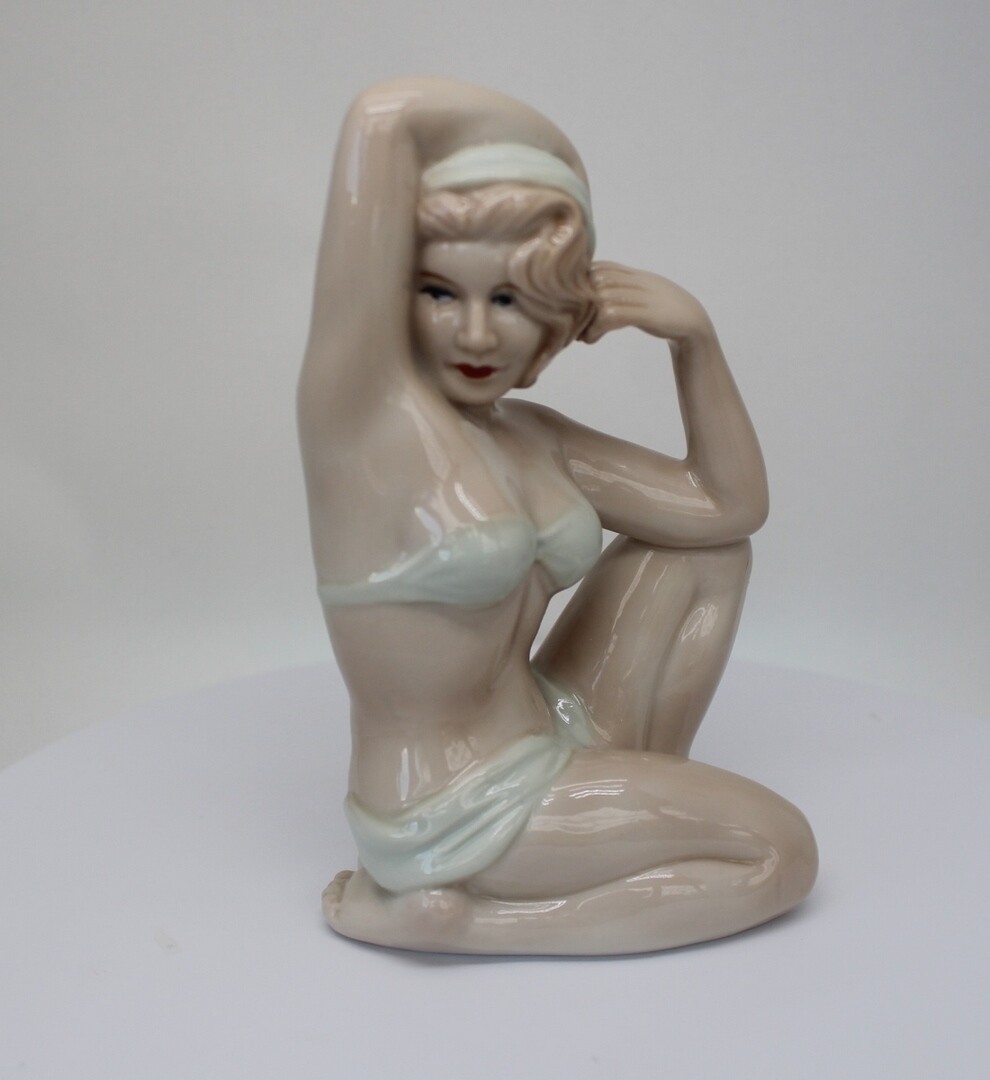 Sexy Art Deco Nouveau Porcelain Pin-up Swimmer Figurine