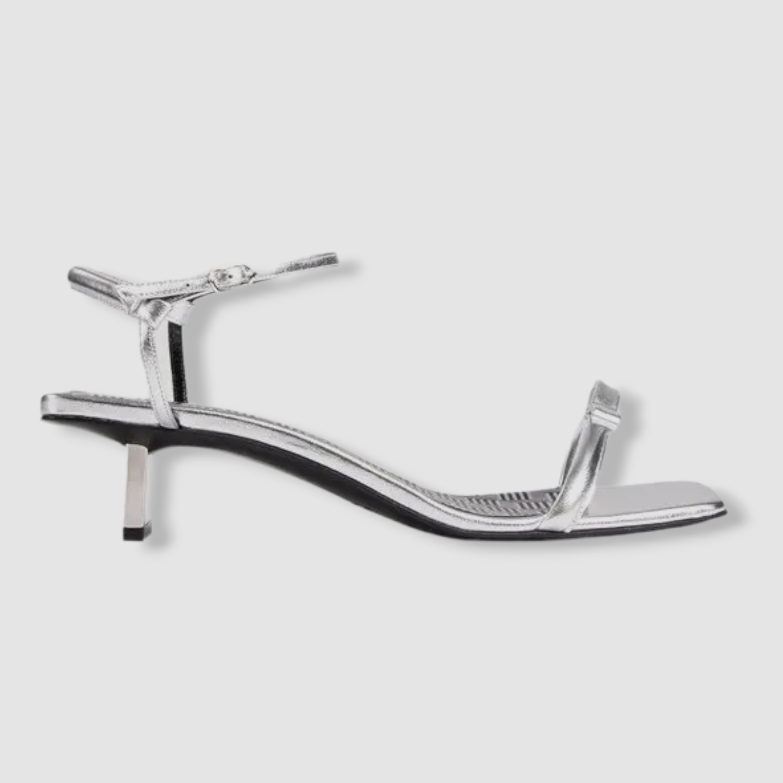 $845 Pierre Hardy Women's Silver Obi Blade Metallic Ankle-Strap Sandal Shoes 37