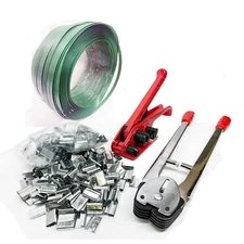 HD Strapping Tool Kit 1800' Poly Strap Packaging Banding Tensioner & Metal Clips