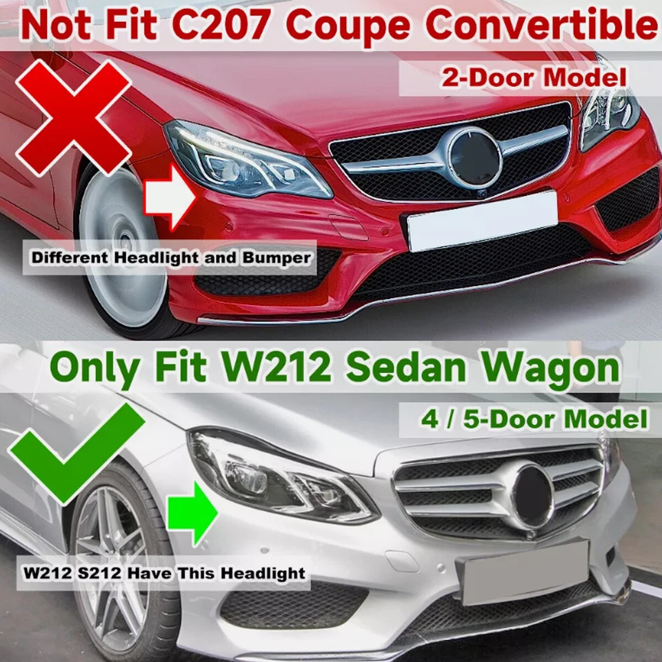 3Pcs Chrome Front Bumper Molding Trim For Mercedes-Benz W212 E350 E400 2014-2016 Foto 2 de 4