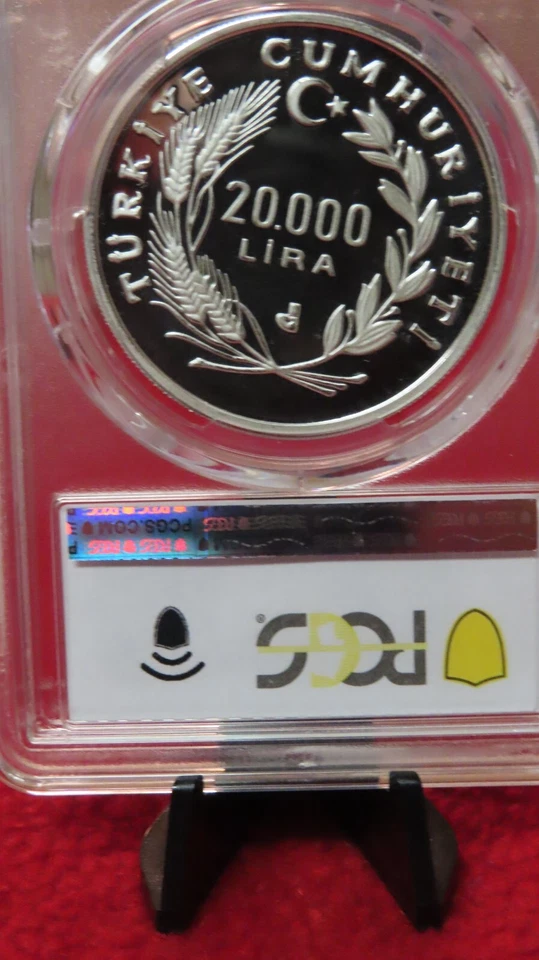 Turkey 1990 World Cup Italy Silver 20000 Lira Proof Soccer Football PCGS PR68 - Image 4 of 4