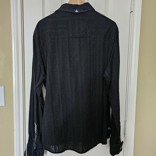 English Laundry Christopher Wicks Flip Cuff Shirt Black Plaid Embroidered XL - Picture 10 of 14