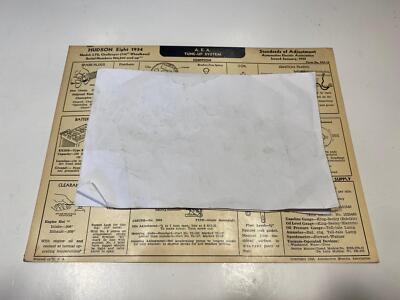1934 Hudson Eight Model LTS Challenger 116  AEA Tune Up System card