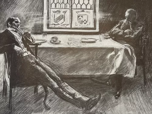 1907 Antique Art Print RUPERT OF HENTZAU Men Meeting Charles Dana Gibson Girls