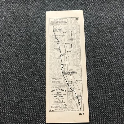 Antique Auto Club SoCal Strip Map Los Angeles to Ely Pt 5 Lone Pine Big Pine 204