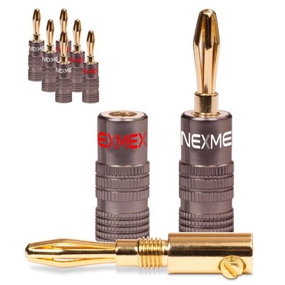 8x Bananenstecker NEXMEX 24K vergoldet High End Stecker Banana - Kabel bis 6mm²