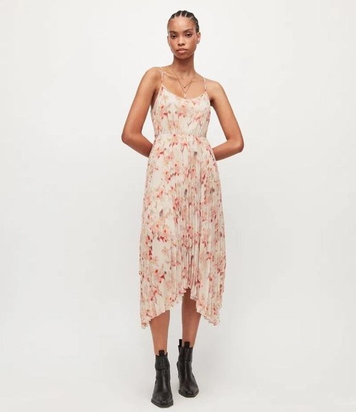 Women AllSaints Dress Beige Polyester 36
