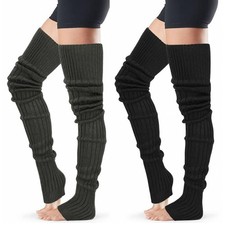 2 Pairs Leg Warmers, Women, High Boot Cuffs, Knitted, Over Knee, 85 cm