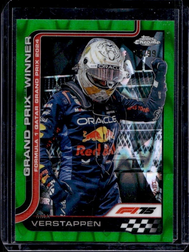 2025 Topps Chrome F1 Max Verstappen Green RayWave Refractor Winners #/99 view 1