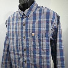 Carhartt Relaxed Fit Button Up Work Shirt Plaid Long Sleeve Mens Size XL