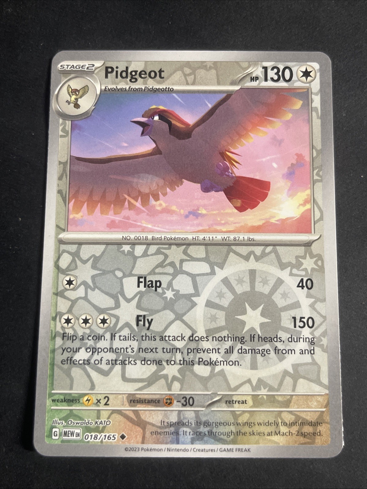 Pokémon TCG Pidgeot 018/165 Scarlet & Violet: 151 Reverse Holo