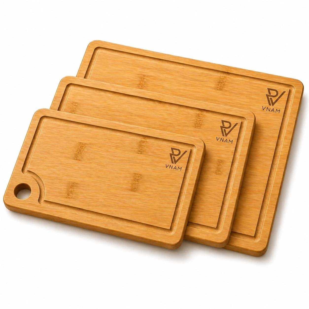 Bamboo Cutting Board Set of 3 for Kitchen – Wooden Chopping Boards with Juice...