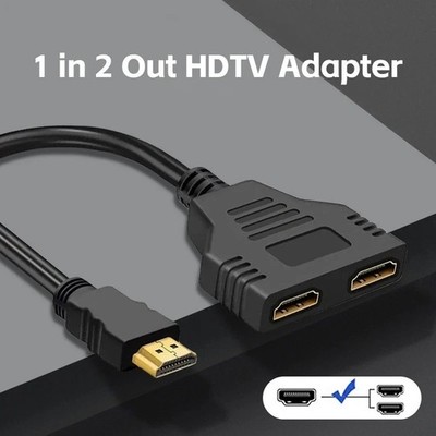 HDMI Splitter Adapter 1 in 2 out 4K Full HD Distributor Steckdose PC TV Konsole