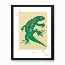 Forest Green Skinks Lizard Bold Blo Framed Wall Art Poster Canvas Print Picture
