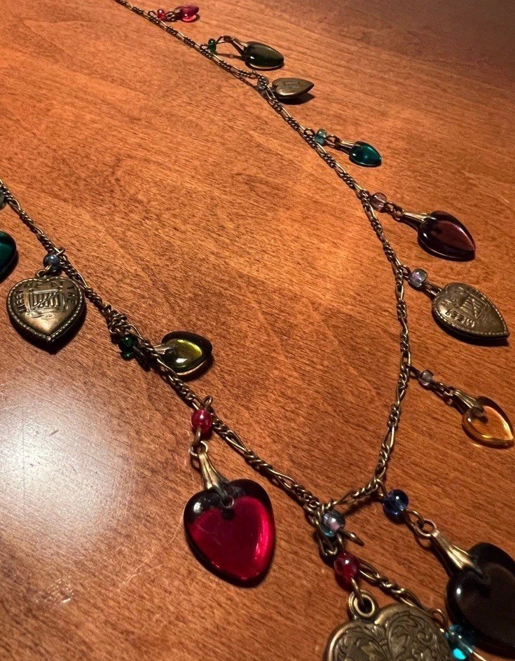 Glass Works Studio Gws Chain Necklace Brass & Colorful Glass Heart View 4